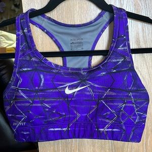 purple nike pro racer back sports bra